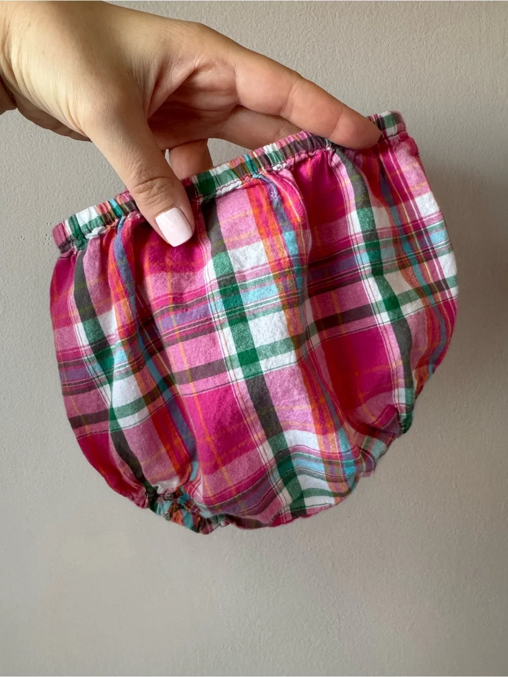 Ralph Lauren Baby Girls Pink Plaid Ruffled Wrap Dress & Bloomers Set 6 Months